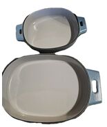 Pampered Chef 1 &amp; 2 Quart Enameled Cast Iron Baker Casserole Pans ~ Blue - $89.09