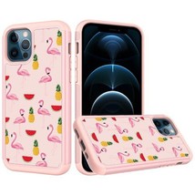 Design Tough Hybrid Case For I Phone 12/12 Pro Flamingo Fruits - £6.12 GBP
