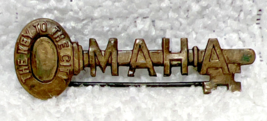 Vintage City Of Omaha Key To  The City Pin Brooch 2" w Ribbon Holder - $18.32