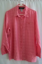 Sag &amp; Harbor Pink Size Small 100% Linen Blouse 7 Button #8402 - £8.55 GBP