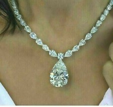 20 Ct Pear Cut Diamond 18 Inch Pretty Necklace 14k White Gold Over - £318.99 GBP
