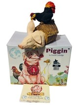 Pig Figurine Anthropomorphic Corbridge Piglet Flambro Piggin BOX Cheeky Rooster - $49.45