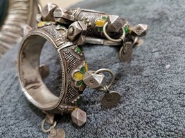 Rare Pair of silver bracelets, inlaid with green and yellow enamels, Ber... - $2,069.10
