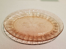 Vintage Pink Depression Glass Poinsettia Leaf Design Oval Serving Platter - $21.73