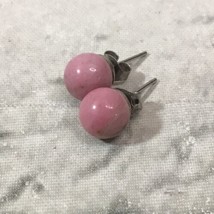 Vintage Ball Earrings Pink Muave Faux Pearl Stud Studs Posts - £7.73 GBP