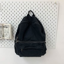 Simple Solid Color Canvas Backpack For Women College Student Vintage Laptop Bag  - £39.17 GBP