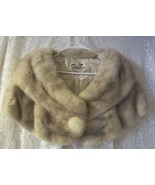 Vintage White Mink Fur Shawl Wrap  fur button - £159.77 GBP