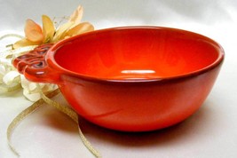 2556 Antique Metlox Red Rooster Brown Tab Handle Soup Bowl - $8.00