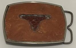 Hand Crafted Leather Belt Buckle Longhorn Cutout Snake Skin Valley Forge... - £19.01 GBP