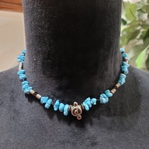 Womens Fashion Elegant Blue Turquoise Stone Beaded Choker Necklace - $25.74