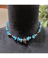 Womens Fashion Elegant Blue Turquoise Stone Beaded Choker Necklace - £20.39 GBP
