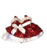 Build A Bear BAB Red Sparkling Evening Gown Dress with Faux Fur - $12.56 CAD