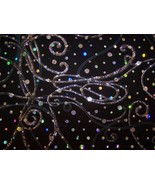 Black Swirly Glitter Hologram Sequin Dot Lycra Stretch Fabric 1Yard 15 i... - £35.14 GBP