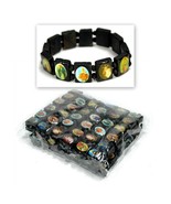 LOT OF 12 SAINT BEAD BRACELET Black Wood Religious Icon Catholic Stretch... - $354.74 MXN