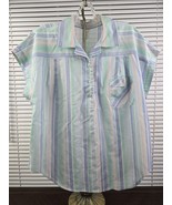 Vintage 1970s Sears Pastel Button Up Collar Blouse Top Large - $23.10 CAD