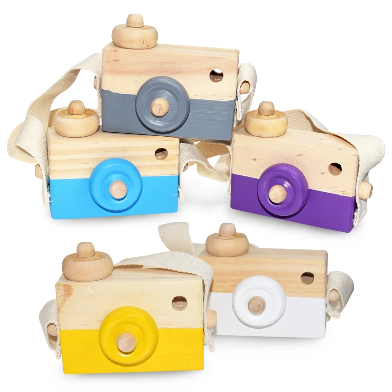 Cute Nordic Style Hanging Wooden Camera Toys Lovely Baby Kids Natural - £10.85 GBP