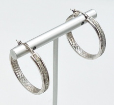 Vintage Sterling Silver Signed 925 BS Glitter Hoop Earrings - £47.59 GBP