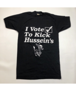 Vintage I Vote to Kick Hussein's Black T Shirt Womens Screen Stars Small Donkey - $24.74