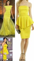 $1,600 Yellow Christian Siriano Stunning Runway Peplum Dress Us 8  - £239.00 GBP