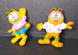 GARFIELD Vintage 1981 lot of 2 PVC 2” Plastic Figures Cake Toppers  - £6.05 GBP
