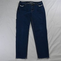 Maurices 13 / 14 Raw Hem Curvy Skinny Dark Wash Stretch Denim Jeans - £10.16 GBP