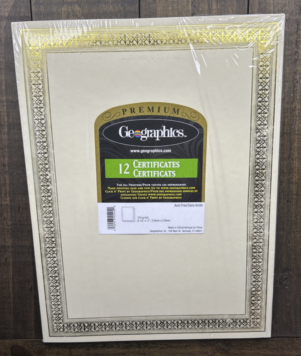 Geographics Print Award Certificates Gold Foil Border 1 Pack 12 Sheets B... - $5.89