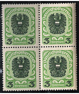 AUSTRIA 1921 Very Fine MNH Block of 4 Stamps Scott # 243 - £0.82 GBP