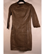 Vince Womens Leather Lambskin Shift Dress Long Sleeve Green 4 New - £194.62 GBP