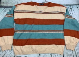 V Neck Striped Pattern Sweater Cropped Small - £15.17 GBP