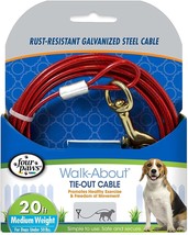 Four Paws Walk About Tie Out Cable Medium Weight for Dogs - 20&#39; long - £16.95 GBP