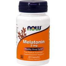 NEW NOW Melatonin Gluten Free Healthy Sleep Cycle Supplement 3 mg 60 caps - £7.77 GBP
