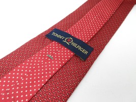 Vintage Tommy Hilfiger Red Tie with Geometric Graphics &amp; Pin Dots 62&quot; x ... - £15.94 GBP