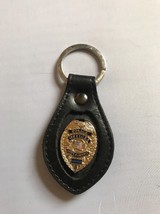 Police Officer Blue Line Mini Pin Leather Keyring Keychain Key Holder FOB - $10.89