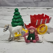 Lincoln Log Figures Lot Of 4 Pieces Pioneer Farmer Horse Wagon Tree  - $14.84