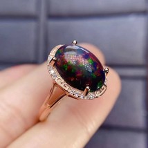 Jewelry Natural Real Black Opal Simple Style Ring Free Shipping 1.5ct Gemstone 9 - £257.73 GBP