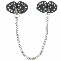 Studded Leather Chain Pasties D Ring Detachable Reusable Nipple Covers L... - £15.57 GBP