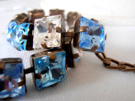 Sapphire Princess square cut Adjustable Bracelet w/ Swarovski Crystals / Tennis  - £67.94 GBP