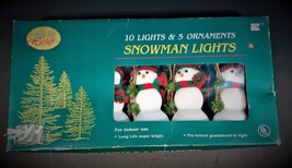 Holiday Highlights Christmas Tree  Set of 10 Lights and 5 Snowman Orname... - $24.74