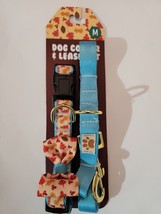 Posh Paws Pet Apparel Fall Themed Pattern Dog Leash &amp; Bow Collar Size Me... - £10.98 GBP