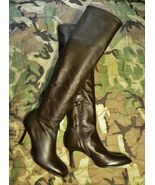 NWT Zara Over The Knee Leather Boots--Dk Chocolate Medial zips Womens 8 ... - $99.94