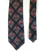 Vintage Christian Dior Cravates 100% Polyester Tie Navy Red Art Deco Pai... - £20.60 GBP