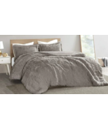 Intelligent Design Polyester Solid Shaggy Fur Twin Duvet Cover Set in Gray - $854.89 MXN