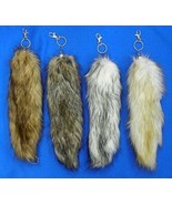 4 JUMBO NATURAL color FOX TAIL KEY CHAIN foxes wild animals novelty anim... - $16.93 CAD