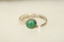 Estate Fine Jewelry Sterling Silver 925 Israel Turquoise Cab 7MM Ring Ad... - $34.64