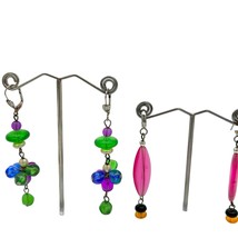 2 Sets Vintage Earrings Pierced Women&#39;s Dangle Colorful Beads Retro - £14.71 GBP