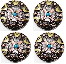 Set of 4 Screw Back Conchos Western Saddle 1-1/4&quot; Engraved Turquoise Sto... - $455.59 MXN