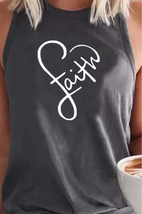NEW Womens faith heart love graphic tank top gray ladies racerback sz S ... - £7.95 GBP
