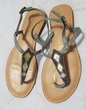 Cocobelle Leather Embellished Strappy Thong Sandals Size 7.5 Handmade - $30.00
