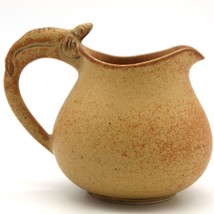 Fish Handle Creamer Mottled Brown Pottery 3 inch tall Unique Mudskipper Vintage - £17.37 GBP