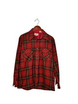 Gimbels Mens Red Flannel Shirt Size Medium Plaid Wool Blend Button Front... - $24.02